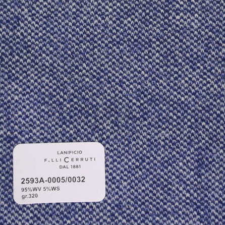 2593a-0005/0032 Cerruti Lanificio - Vải Suit 100% Wool - Xanh Dương Trơn